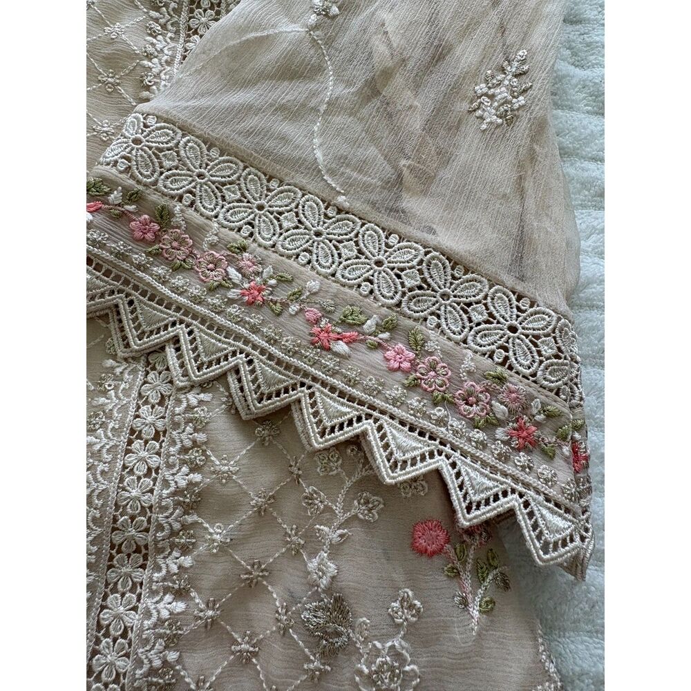 Roop Sari Palace Pakistani Embroidered Kurta Tunic Size S Blush Fully Lined - Picture 3 of 12